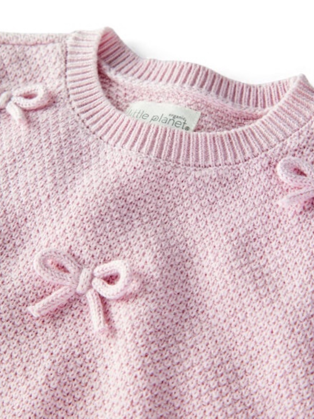 Little Planet Organic Cotton Bow Sweater Knit Set Daylily Pink 6M Baby Girl - Picture 2 of 6